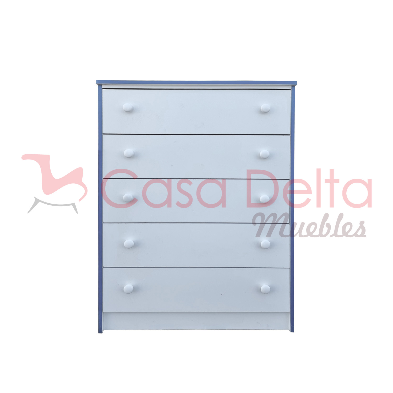 Cómoda Infantil 5 cajones Blanco / Rosado - Casa Delta Muebles