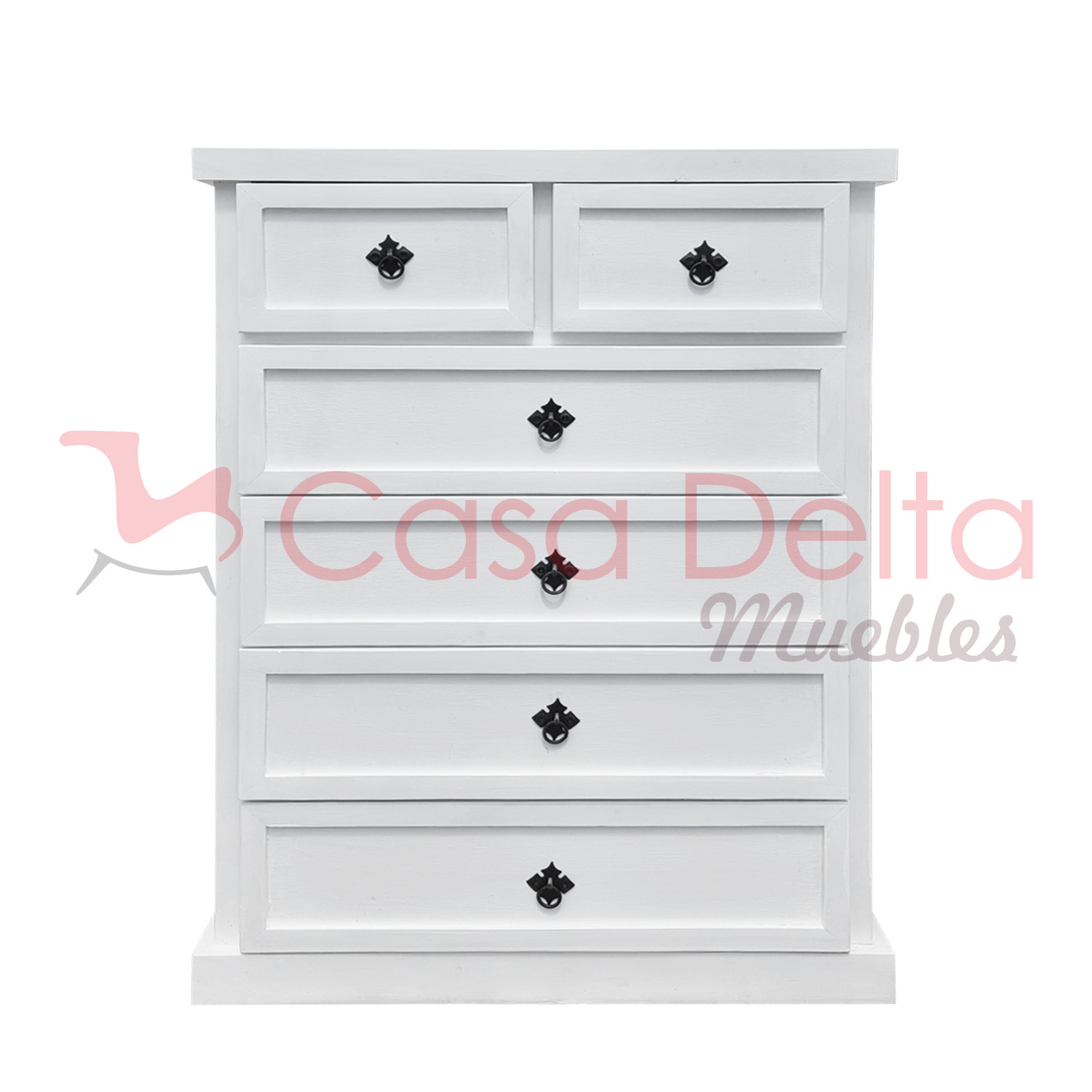 Cómoda 6 cajones Vintage Blanca - Casa Delta Muebles